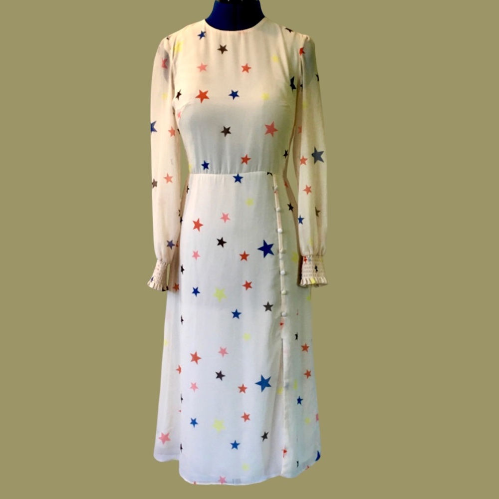 Nobody's Child Elegant Retro Inspired Star Patterned Midi Dress